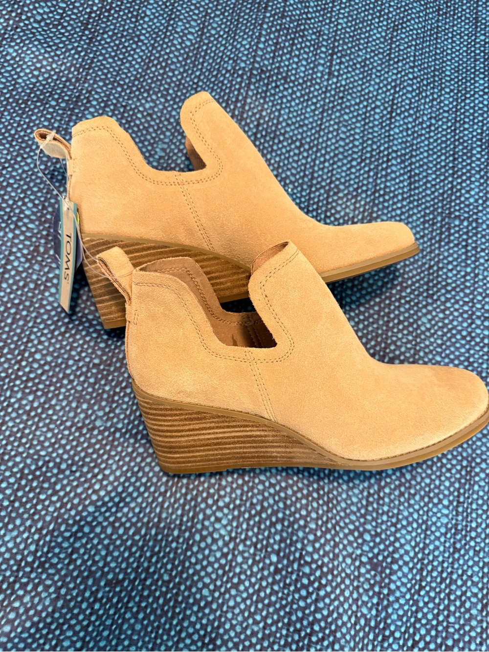 TOMS Suede Wedge Booties in Tan